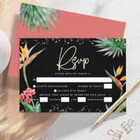 Bat Mitzvah Or Noir Palmier Tropical Aquarelle