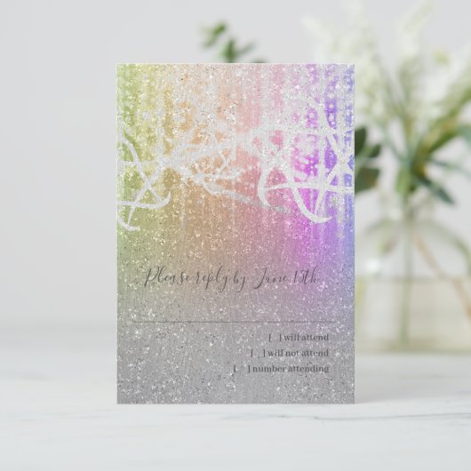 Cartons Réponse Bat mitzvah Rainbow Extra Sparkly (Debout devant)