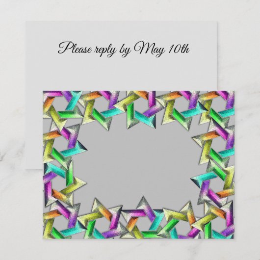 Cartons Réponse Bat mitzvah Rainbow Star N'importe quelle couleur (Devant / Derrière)