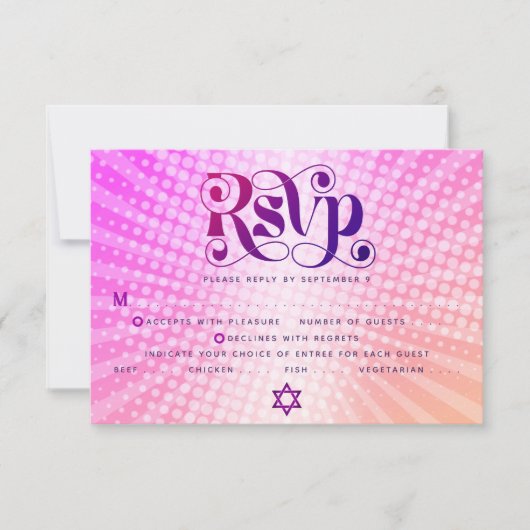Cartons Réponse Bat mitzvah Retro Rose Orange Gradient Boho Entrée (Devant)