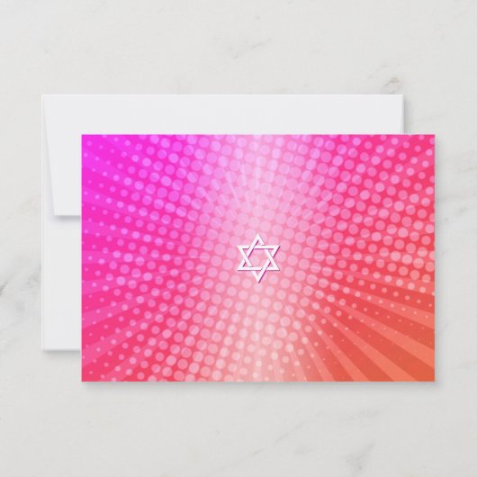 Cartons Réponse Bat mitzvah Retro Rose Orange Gradient Boho Entrée (Dos)