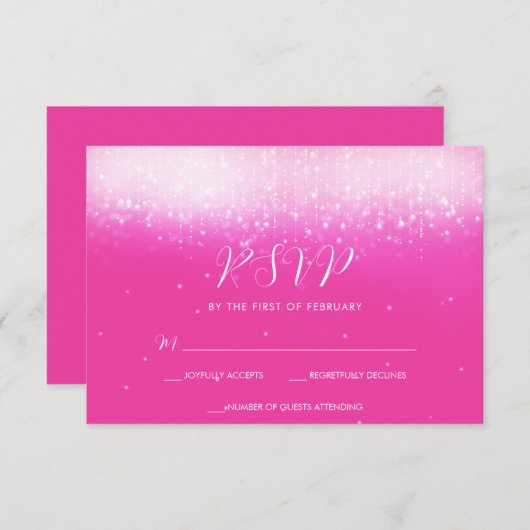 Cartons Réponse Bat mitzvah rose chaud Glam (Devant / Derrière)