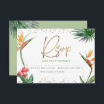 Cartons Réponse Bat mitzvah Tropical Gold Script Floral Aquarelle<br><div class="desc">Soyez fier, réjouissez-vous et célébrez cette étape importante de votre Bat mitzvah préféré avec cette carte d'insertion RSVP sophistiquée et personnalisée pour votre événement! Élégant, étonnant, coloré, oiseaux d'aquarelle tropicale de fleurs de paradis, faux écriture manuscrite or, Star of David et points de parties scintillant, avec vert et gris moderne...</div>