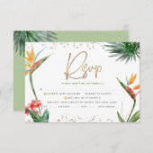 Cartons Réponse Bat mitzvah Tropical Gold Script Palm Aquarelle (Devant / Derrière)