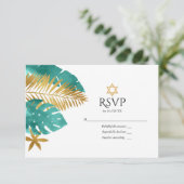 Cartons Réponse Bat mitzvah turquoise et Gold Tropical (Debout devant)