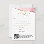 Cartons Réponse Bat mitzvah vertical rose et or (Devant)