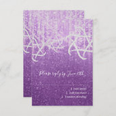 Cartons Réponse Bat mitzvah violet blanc Extra Sparkly (Devant / Derrière)
