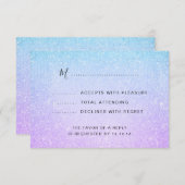 Cartons Réponse Bat mitzvah violet et turquoise Faux Parties scint (Devant / Derrière)