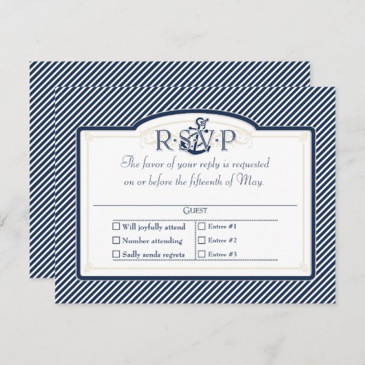 Cartons Réponse Bateau Ancre nautique Diagonal Stripes Swirl Moder (Devant / Derrière)