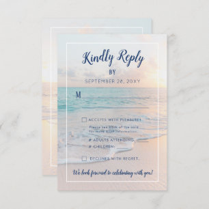 Cartons Réponse Beach Destination Wedding Ocean Sunset Détails