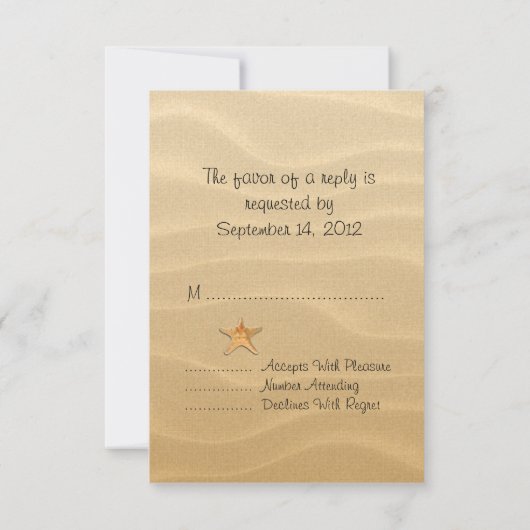 Cartons Réponse Beach Wedding Sandy Shore (Dos)