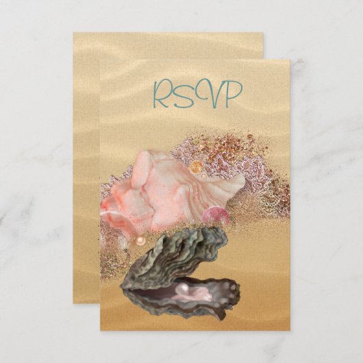 Cartons Réponse Beach Wedding Sandy Shore (Devant / Derrière)