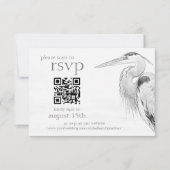 Cartons Réponse Beau Blue Heron Bird Sketch Mariage QR Code (Devant)
