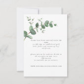 Cartons Réponse Beau délicat eucalyptus détails mariage (Dos)