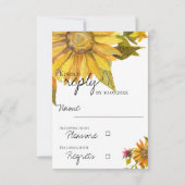 Cartons Réponse Beau Joli Mariage fleuri de tournesol jaune (Dos)