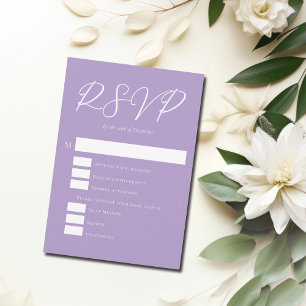 Cartons Réponse Beau Lilac violet blanc Mariage vertical