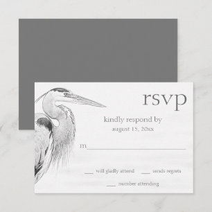 Cartons Réponse Beau Mariage de croquis d'oiseaux d'eau de Héron b