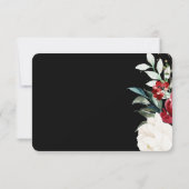 Cartons Réponse Beau Mariage de Noël Floral Noir (Dos)