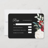Cartons Réponse Beau Mariage de Noël Floral Noir (Devant)