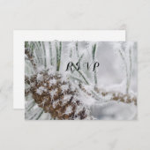 Cartons Réponse Beau mariage d'hiver, flocons de neige et Pinecone (Devant / Derrière)