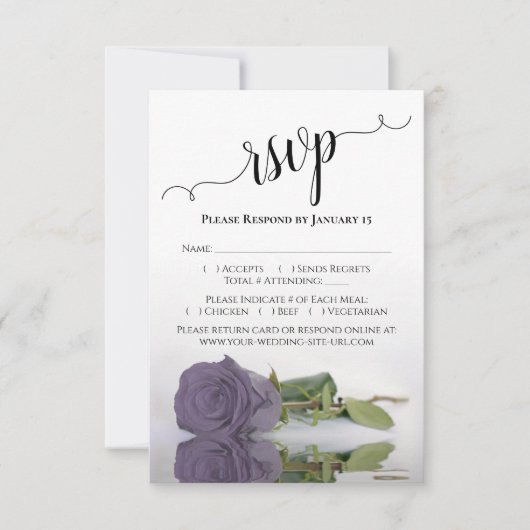 Cartons Réponse Beau reflet Dusty Purple Rose Mariage (Devant)