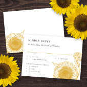 Cartons Réponse Beautiant Elegant Sunflower Mariage de automne Rép