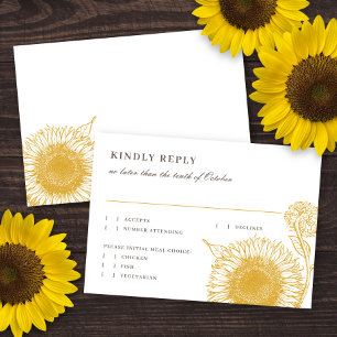 Cartons Réponse Beautiant Elegant Sunflower Mariage de automne Rép