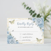 Cartons Réponse Bébé Bleu Floral Rose Or Quinceañera Papillon (Debout devant)