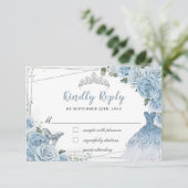 Cartons Réponse Bébé Bleu Floral Rose Quinceañera Robe papillon (Debout devant)