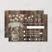 Cartons Réponse Bébé souffle floral jarre rustique grange bois RSV (Devant / Derrière)