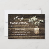 Cartons Réponse Bébé's Breath Mason Jar | Mariage en bois de grang (Devant)