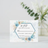 Cartons Réponse Beige blue Elegant Floral Wedding (Debout devant)