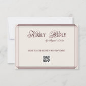 Cartons Réponse Beige Dark Red Old Money Wedding QR code (Devant)