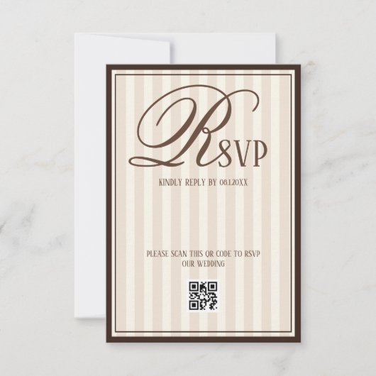 Cartons Réponse Beige Ivory Striped Luxury Wedding (Devant)
