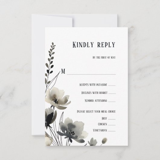 Cartons Réponse Beige Neutral Floral Wedding (Devant)