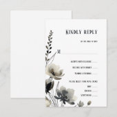 Cartons Réponse Beige Neutral Floral Wedding (Devant / Derrière)