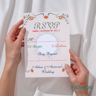 Cartons Réponse Beige Orange Green Delicance Style Mariage
