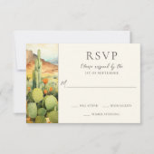 Cartons Réponse Belle aquarelle Desert Cactus Mariage (Devant)