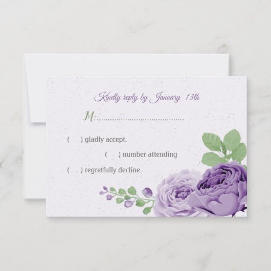 Cartons Réponse belle fleurs violet vert feuilles (Devant)