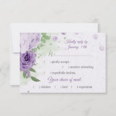 Cartons Réponse belle fleurs violettes vert feuille choix de repas (Devant)