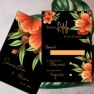 Cartons Réponse Belle jolie Moody Orange Mariage Floral
