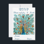 Cartons Réponse Belle Peacock Feathers Oiseaux Art<br><div class="desc">Avec un paon et ses belles plumes de ma peinture paon originale en verre. Idéal pour les amoureux de la nature ou les mariages indiens. Ce magnifique design vert émeraude et turquoise est facilement personnalisable avec vos détails et les articles correspondants sont disponibles. Voir mon site web pour des peintures...</div>