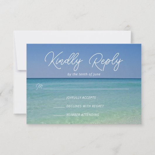 Cartons Réponse Belle photographie de plage Mariage côtier (Devant)