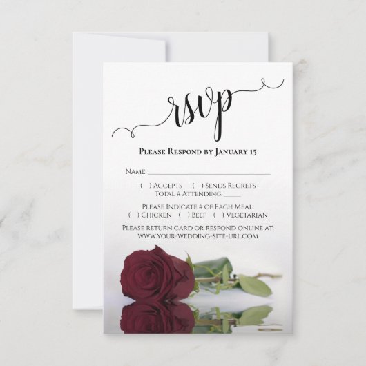 Cartons Réponse Belle Reflet Bourgogne Rose Mariage (Devant)