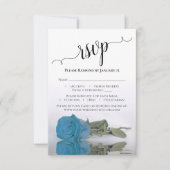 Cartons Réponse Belle Reflet Turquoise Blue Rose Mariage (Devant)