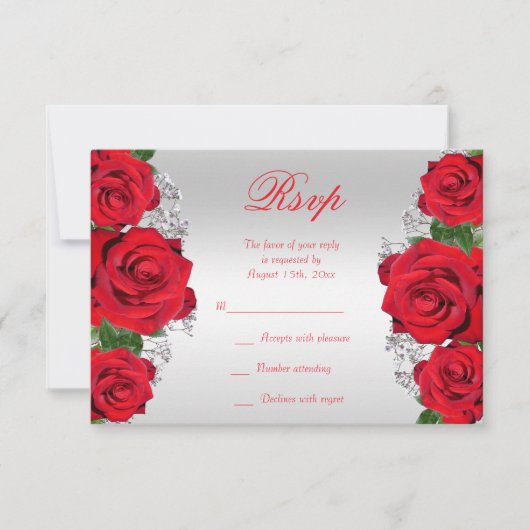 Cartons Réponse Belle Romantique Roses Rouges Anniversaire (Devant)