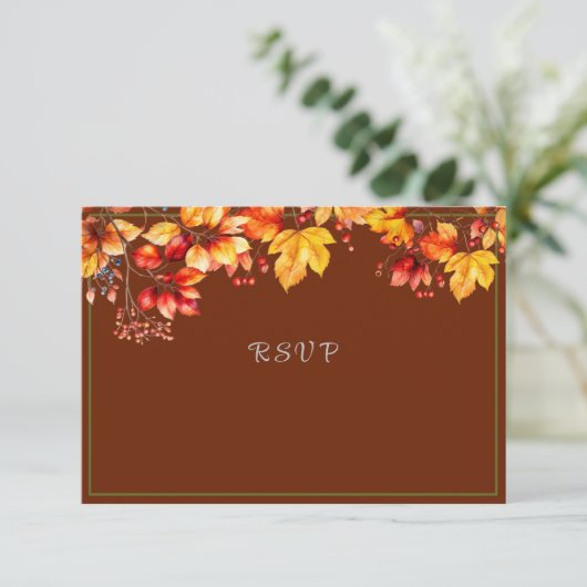 Cartons Réponse Belles feuilles d'automne et baies Mariage d'autom (Debout devant)