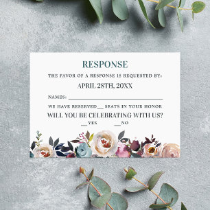 Cartons Réponse Belles fleurs Floral Spring Pastel Turquoise