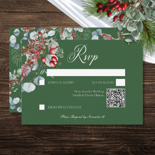 Cartons Réponse Berries de pin d'hiver vert Mariage Eucalyptus