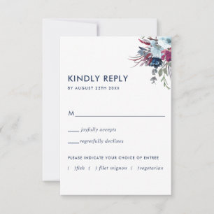 Cartons Réponse Berry et Floral bleu avec/sans options de repas RS